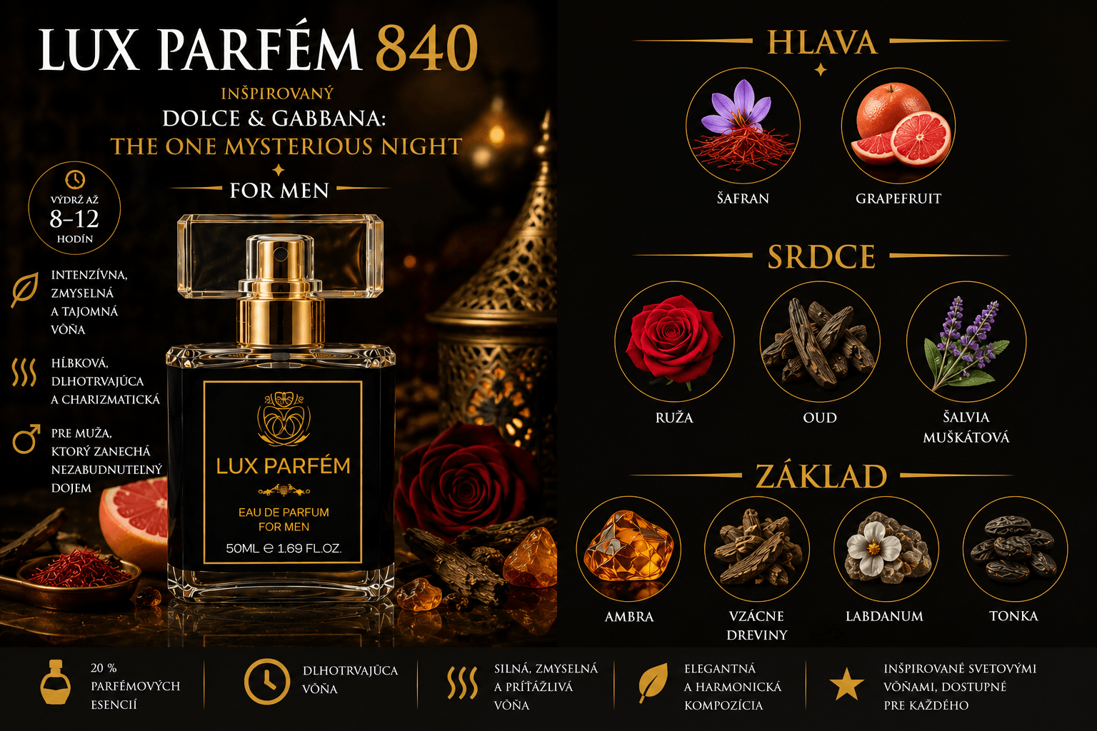 Lux Parfém 840 – Inšpirovaný Dolce & Gabbana: The One Mysterious Night